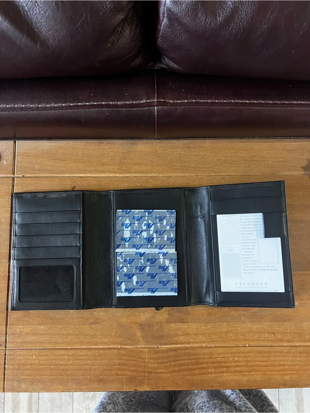 Levenger pocket brief case. NWOT Black leather.